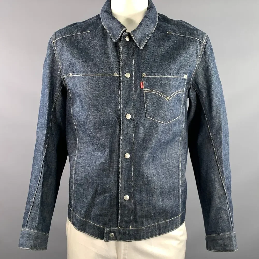 LEVI'S Size M Navy 70100-08-35 Heather Cotton Lyocell Pointed Collar Jacket